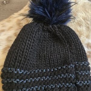 Cozy Black Knit Pom-Pom Hat for Kids